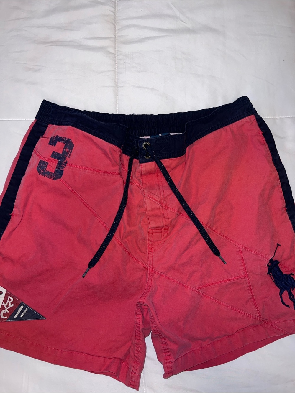 Ralph Lauren Red Swim Shorts with Navy Accents